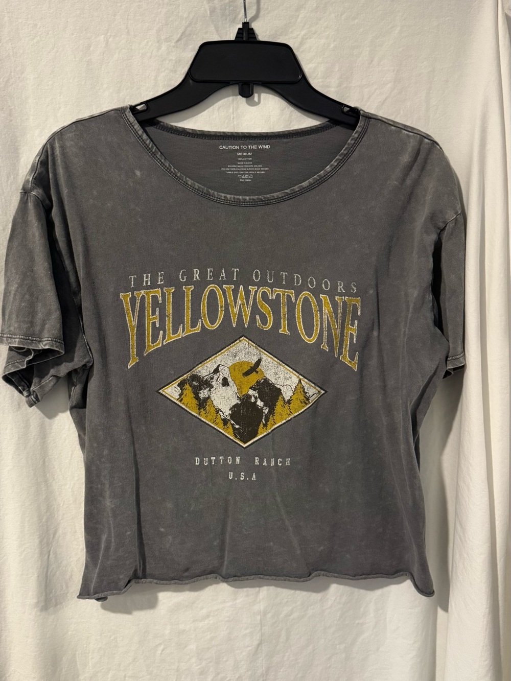 Yellowstone Charcoal Crop Crew Neck Tee